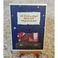 Weihnachtskarten|Teufelinchens_Ideen_Shop Weihnachtskarte mit Sternen , Koffer mit Weihnachtsmütze