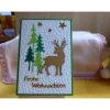 Weihnachtskarten|Wollzottel Weihnachtskarte mit Tannen in gold, handgefertigt