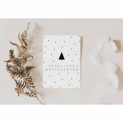 Weihnachtskarten|TildaandTheo Weihnachtskarte schwarz weiß A6 - weihnachtliche Grußkarte - Tannenbaum Weihnachtskarte Punkte - Postkarte minimalistisc