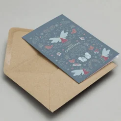 Weihnachtskarten|Witchy Things by Carasusan Weihnachtskarte 'Winterelfen' hellblau mit Umschlag aus Kraftpapier und Siegel | DinA6 | umweltfreundlich
