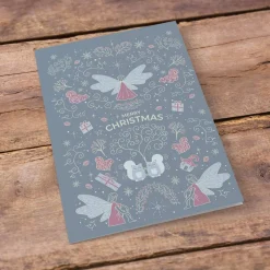 Weihnachtskarten|Witchy Things by Carasusan Weihnachtskarte 'Winterelfen' hellblau mit Umschlag aus Kraftpapier und Siegel | DinA6 | umweltfreundlich