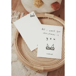 Weihnachtskarten|TildaandTheo Weihnachtskarte witzig "All i want for Christmas is you - naked"  -  A6 Weihnachtskarte für den Partner witzig