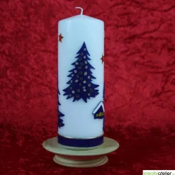 Best Weihnachtskerze personalisierbar – weiße Kerze mit Weihnachtsdorf, ideal als Weihnachtsgeschenk oder Adventsdeko Kerzen & Beleuchtung