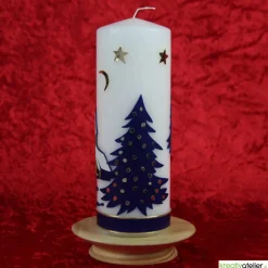 Best Weihnachtskerze personalisierbar – weiße Kerze mit Weihnachtsdorf, ideal als Weihnachtsgeschenk oder Adventsdeko Kerzen & Beleuchtung