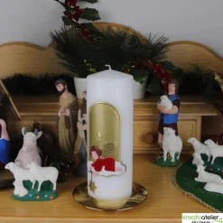 Weihnachtskerze personalisierbar – weiße Kerze mit Engel, perfekt als Weihnachtsgeschenk oder Adventsdeko Kerzen & Beleuchtung