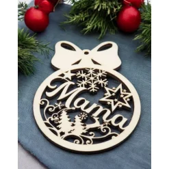 Baumschmuck Personalisierbar|Hoizmichl Weihnachtskugel personalisiert | Christbaumkugel mit Namen personalisiert | Baumschmuck aus Holz | Holz Weihnachtsschmuc