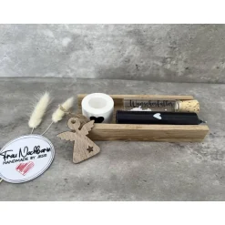 Discount Weihnachtsset, Wunscherfüller inkl. Kerzenhalter, Kerze nach Wahl in Holzverpackung, Kleinigkeit, Holzanhänger Geldgeschenke
