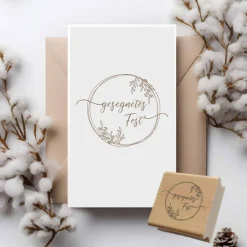 Best Weihnachts-STEMPEL "gesegnetes Fest" 4 - 10 cm | Holzklötzchen | für deine kreativen Karten, Geschenke, Briefe Weihnachtsstempel