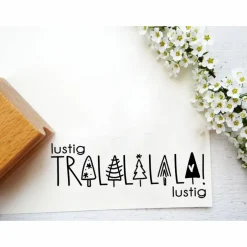 New Weihnachtsstempel "lustig lustig tralalalala" für Geschenketiketten, Geschentüten, Weihnachtspost oder Weihnachtgeschenke Weihnachtsstempel