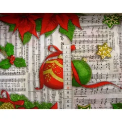 Sale Weihnachtssterne Deko–Liedertexte, Noten Sterne, Glocken 140cm Breite Metrware nähen Stoffbeutel Tischdecke Beuteltasche Weihnachtsstoffe