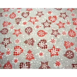 Outlet Weihnachtsstoff Meterware Sterne Tannenbaum Herzen Kugeln Karomuster–Punkte rot weiß grau, Deko-Stoffe Taschen nähen Weihnachtsstoffe