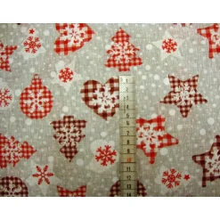 Discount Weihnachtsstoff Meterware Sterne Tannenbaum Herzen Kugeln Karomuster–Punkte rot weiß grau, Deko-Stoffe Taschen nähen Weihnachtsstoffe