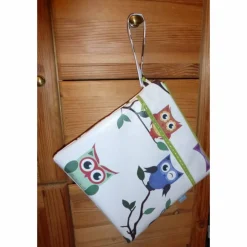 Wetbag, Wachstuch, Eulen, Windeltasche, Nasstasche mit 2 Reißverschlusstaschen für Nass-und Trockenwäsche/Ersatzkleidung Geschenke