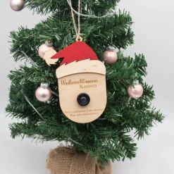 Wichtelzauber|SandavDesigns Wichtel / Elfen / Weihnachtsmann Überwachungskamera Attrappe aus Holz mit farbigen Akzenten