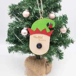 Wichtelzauber|SandavDesigns Wichtel / Elfen / Weihnachtsmann Überwachungskamera Attrappe aus Holz mit farbigen Akzenten