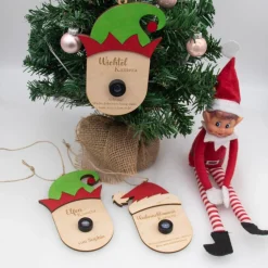 Wichtelzauber|SandavDesigns Wichtel / Elfen / Weihnachtsmann Überwachungskamera Attrappe aus Holz mit farbigen Akzenten