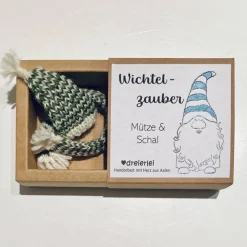 Wichtel Mütze und Schal dunkelgrün Wichtelzauber