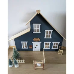 Wichtelzauber|Dragonpanda kreativ Wichtelhaus blau – Einzigartiges Dekohaus für Miniaturlandschaften & Wichteltüren