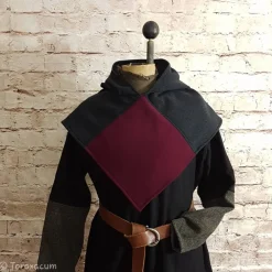 Kostüme Für Erwachsene|Toraxacum Wikinger Gugel, Skjoldehamn Gugel für Frauen & Männer, Wolle grau + bordeaux, Mittelalter Kapuze, Halloween, Toraxa