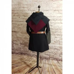 Kostüme Für Erwachsene|Toraxacum Wikinger Gugel, Skjoldehamn Gugel für Frauen & Männer, Wolle grau + bordeaux, Mittelalter Kapuze, Halloween, Toraxa