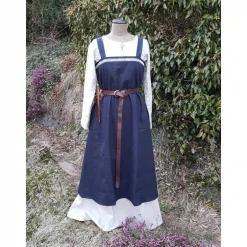 Wikinger Kleid, blaues Leinen Schürzenkleid, Mittelalter Gewandung, Cosplay Kostüm, LARP Kostüme Für Erwachsene