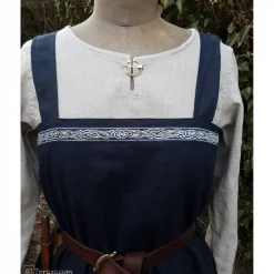 Wikinger Kleid, blaues Leinen Schürzenkleid, Mittelalter Gewandung, Cosplay Kostüm, LARP Kostüme Für Erwachsene