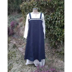 Wikinger Kleid, blaues Leinen Schürzenkleid, Mittelalter Gewandung, Cosplay Kostüm, LARP Kostüme Für Erwachsene