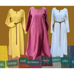 Kostüme Für Erwachsene|Toraxacum Wikinger Leinen Kleid, used look, Unterkleid Mittelalter, Leinenkleid, stone washed, Cosplay, LARP,
