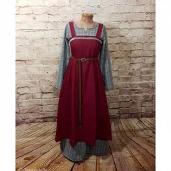 Clearance Wikinger Leinen Schürzenkleid, Überkleid bordeaux , Mittelalter Kleid, Wiki Schürze, LARP, SCA, Kostüme Für Erwachsene