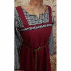 Clearance Wikinger Leinen Schürzenkleid, Überkleid bordeaux , Mittelalter Kleid, Wiki Schürze, LARP, SCA, Kostüme Für Erwachsene