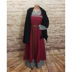 Clearance Wikinger Leinen Schürzenkleid, Überkleid bordeaux , Mittelalter Kleid, Wiki Schürze, LARP, SCA, Kostüme Für Erwachsene