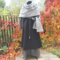Kostüme Für Erwachsene|Toraxacum Wikinger Schürzenkleid 100% Wolle, Überkleid dunkelbraun, Mittelalter Kleid,