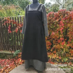 Kostüme Für Erwachsene|Toraxacum Wikinger Schürzenkleid 100% Wolle, Überkleid dunkelbraun, Mittelalter Kleid,