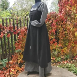 Kostüme Für Erwachsene|Toraxacum Wikinger Schürzenkleid 100% Wolle, Überkleid dunkelbraun, Mittelalter Kleid,