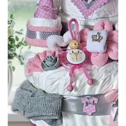 Best Windeltorte Mädchen Windelschloss rosa personalisiert mit Namen Geschenke