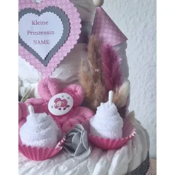Best Windeltorte Rosa Mädchen – Personalisiertes Windelschloss mit Namen als Geschenk Geschenke
