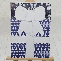 Online Winterliche A6-Grußkarte mit Gutscheinfach – Handgemachte Geschenk-Karte in Blau-Weiß mit Umschlag Weihnachtskarten