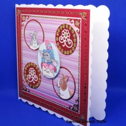 Online Winterliche Glückwunschkarte mit Maus und Kaninchen – Handgemalte Karte 15 x 15 cm Weihnachtskarten