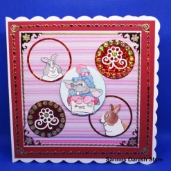 Online Winterliche Glückwunschkarte mit Maus und Kaninchen – Handgemalte Karte 15 x 15 cm Weihnachtskarten