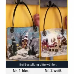 New WIntertasche, Shopper handgefilzt mit Motiv Winter