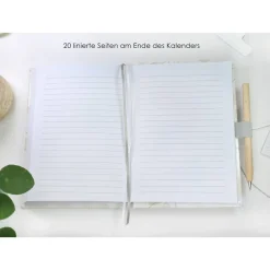Clearance Wochenkalender & Terminplaner 2026 A5 Hardcover mit vielen Extras personalisiert botanisch mit Silberblatt in Beige Geschenke