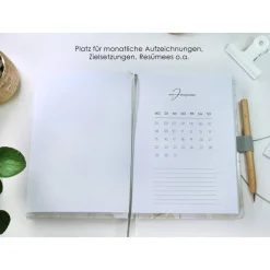 Hot Wochenkalender & Terminplaner 2026 A5 Wochenübersicht / Tagesübersicht / Tagebuch personalisiert hellgrau Geschenke