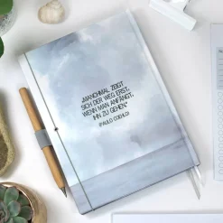 Online Wochenkalender & Terminplaner 2025 A6 Hardcover Wochenübersicht | personalisiert | hellgrau grau Horizont Meer Geschenke