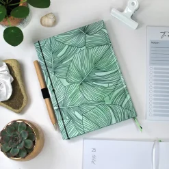 Best Wochenkalender & Terminplaner 2025 A5 mit vielen Extras personalisiert botanisch Monstera Blätter grün Geschenke