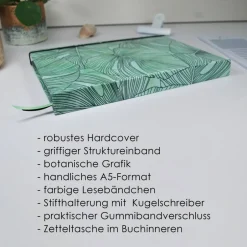 Best Wochenkalender & Terminplaner 2025 A5 mit vielen Extras personalisiert botanisch Monstera Blätter grün Geschenke
