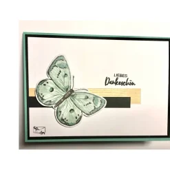 Hot Wunderschöne   Dankekarte  mit gelbem Schmetterling & Grusstext Handgefertigt mit Stampin'Up! Dankeskarten