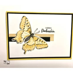 Hot Wunderschöne   Dankekarte  mit gelbem Schmetterling & Grusstext Handgefertigt mit Stampin'Up! Dankeskarten