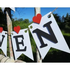 Hot Wunderschöne Girlande zur Hochzeit Namensgirlande mit Herzen handgefertigte personalisierte Dekoration zur Heirat Wimpel Hochzeitsgirlanden