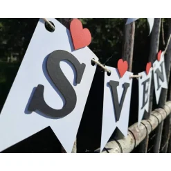 Hot Wunderschöne Girlande zur Hochzeit Namensgirlande mit Herzen handgefertigte personalisierte Dekoration zur Heirat Wimpel Hochzeitsgirlanden