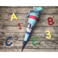 wunderschöne Schultüte aus Stoff mit Pegasus Einhorn in Blau/Türkis/rosa/mint Kinder Schultüten